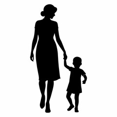 Mother and child silhouettes vector (3)