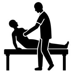 Physical therapist treatment a patient vector silhouette, white background (7)