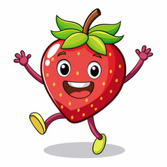 Strawberry fruit doodle flat character vector art illustration (21)