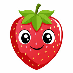 Strawberry fruit doodle flat character vector art illustration (24)