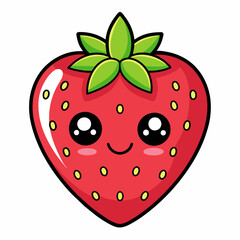 Obraz premium Strawberry fruit doodle flat character vector art illustration (30)