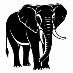 vector silhouette of an African elephant pose on a white background (2)