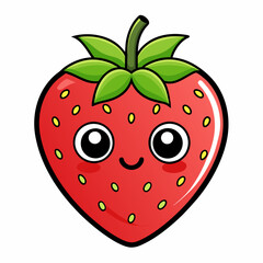 Obraz premium Strawberry fruit doodle flat character vector art illustration (32)