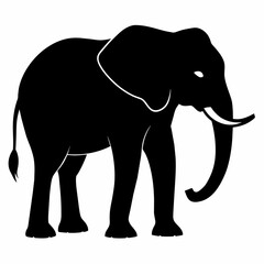 Fototapeta premium vector silhouette of an African elephant pose on a white background (5)