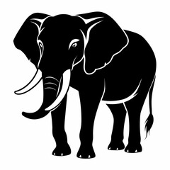 vector silhouette of an African elephant pose on a white background (7)