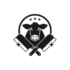 Cow butcher icon flat style isolated on white background. Vector illustration