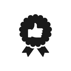 Thumbs up badge. Good sticker icon flat style isolated on white background. Vector illustration
