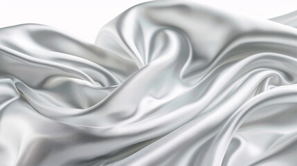 Luxurious Texture of Flowing White Silk.