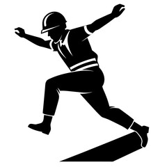 construction worker jumping on the high, jumping on fly , black color silhouette (2)