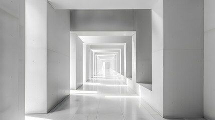 Square white walls, geometric shapes