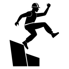 construction worker jumping on the high, jumping on fly , black color silhouette (5)