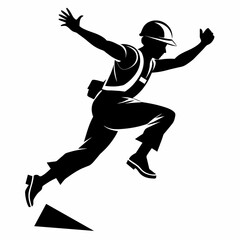 construction worker jumping on the high, jumping on fly , black color silhouette (11)