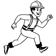 construction worker jumping on the high, jumping on fly , black color silhouette (15)