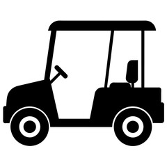 Golf cart vector silhouette, black color silhouette, white background (2)
