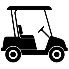 Golf cart vector silhouette, black color silhouette, white background (1)