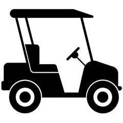 Golf cart vector silhouette, black color silhouette, white background (4)