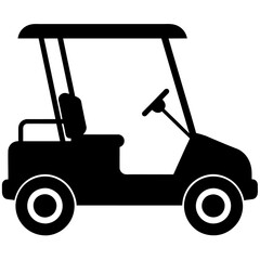 Golf cart vector silhouette, black color silhouette, white background (7)