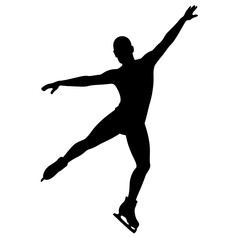 Man figure skating silhouette vector isolated on a white background (10)