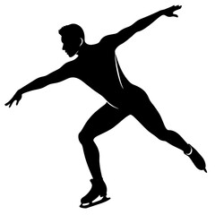 Man figure skating silhouette vector isolated on a white background (17)
