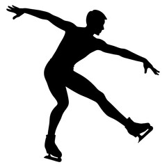 Man figure skating silhouette vector isolated on a white background (23)