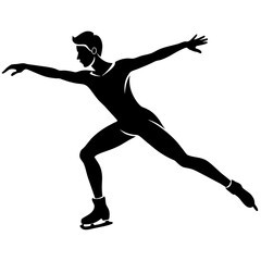 Man figure skating silhouette vector isolated on a white background (24)