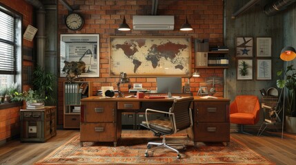 retro-modern blend office