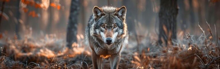 Wild Wolf in Forest - Stunning Wildlife Animal Photography Background