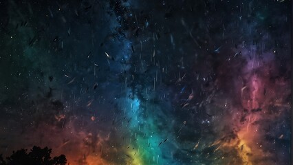 Abstract Starry night sky Cosmic Rain A Celestial Symphony