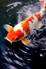 Vibrant orange koi fish swimming in water