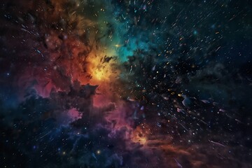 Naklejka premium Abstract Starry night sky Cosmic Rain A Celestial Symphony