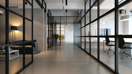 modern office glass door, office background 