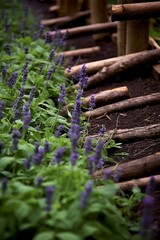 Lavender flowers in a rustic garden setting