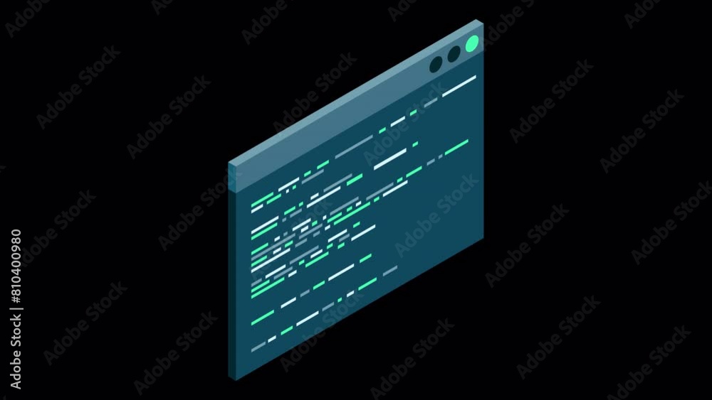 Poster isometric coding screen animation. coding programming technology. programming concept. technology an