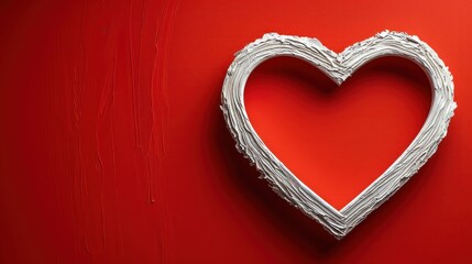 Valentine's Day Greetings: Heart in White Frame on Red Background