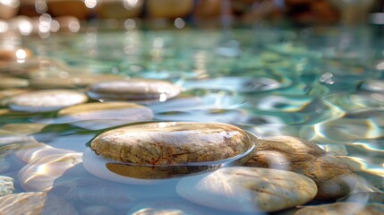 In wellness travel, the presence of smooth stones and clear water fosters a spa-like serenity.