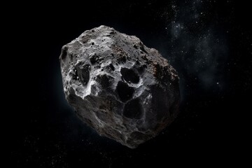 Fototapeta premium Detailed view of a rocky asteroid in space