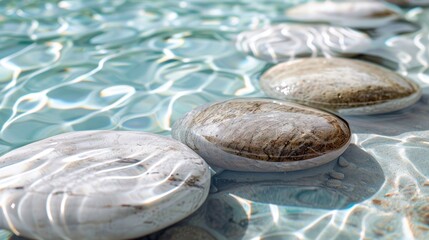 The calmness of smooth stones and clear water embodies the essence of wellness travel.