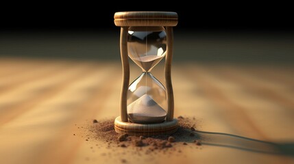 hourglass timer on sandy background