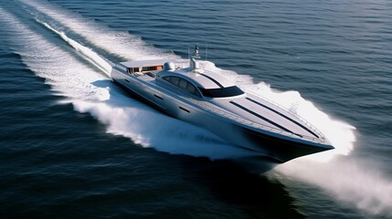 Fototapeta premium sleek luxury yacht speeding across the ocean