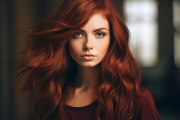 Fototapeta premium Captivating redhead with flowing hair
