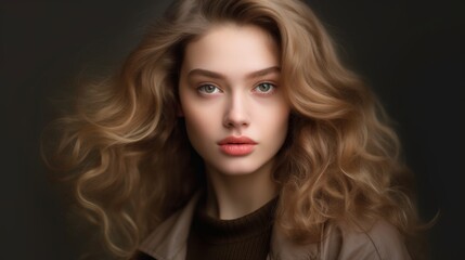 Fototapeta premium Captivating blonde woman with flowing hair