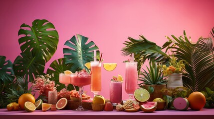 Pink paradise. Refreshing drinks surrounded by luscious greenery make the perfect summer oasis.