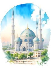 Obraz premium Country Landscape Watercolor Illustration Art