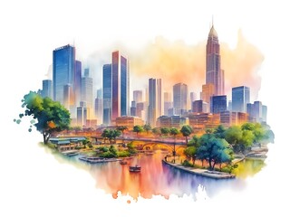 Obraz premium Uganda Country Landscape Watercolor Illustration Art