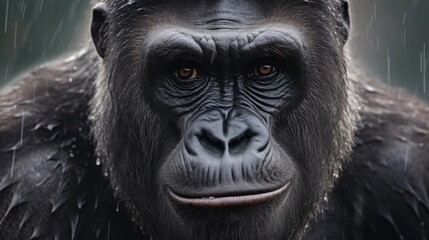 Naklejka premium close-up portrait of a serious-looking gorilla