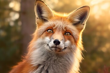 Fototapeta premium Closeup portrait of a curious red fox in nature