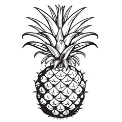 Pineapple in cartoon, doodle style . Image for t-shirt, web, mobile apps and ui. Isolated 2d vector illustration in logo, icon, sketch style, Eps 10, black and white. AI Generative
