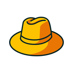 simple yellow brim hat retro vintage vector illustration template design