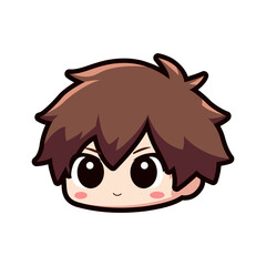 cute cool handsome boy chibi cartoon character kawaii vector illustration template design
