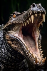Obraz premium Crocodile with open mouth showing sharp teeth